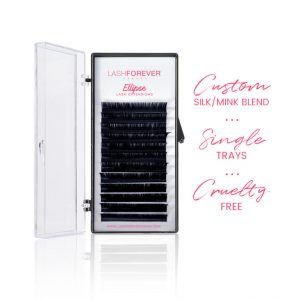 LASHFOREVER Ellipse Single Lash Tray with custom silk/mink lashes.