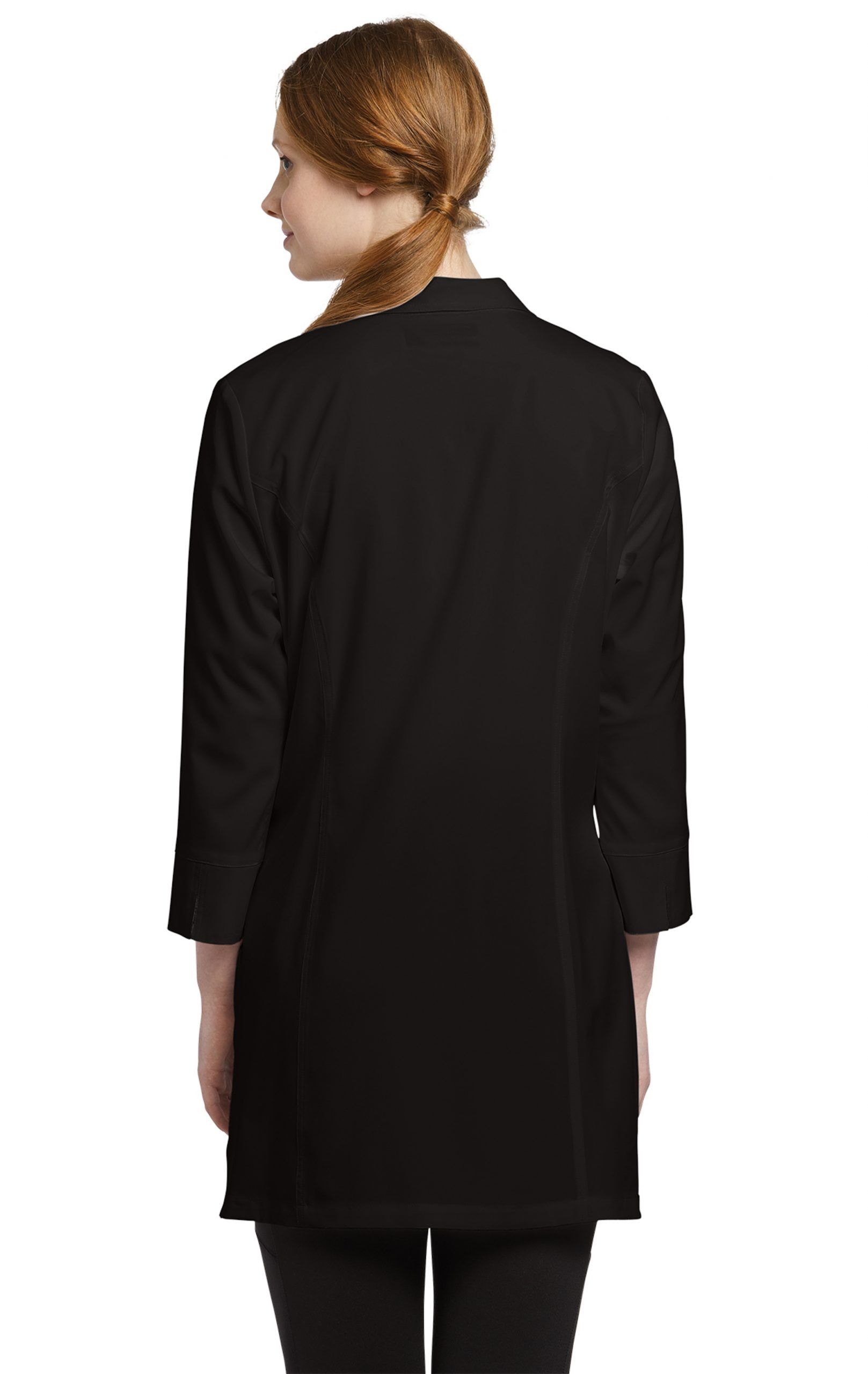 esthetician school supplies Front-Zipper-Labcoat_black-back