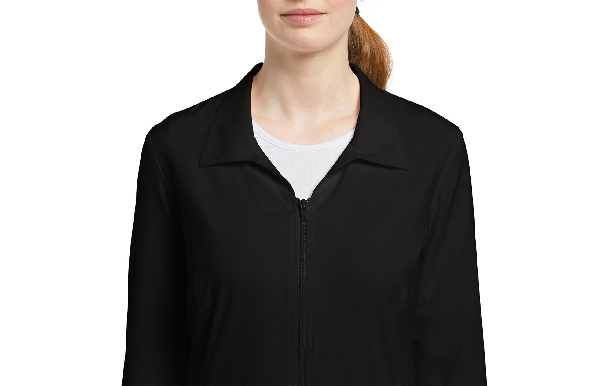esthetician school supplies Front-Zipper-Labcoat_black-neck