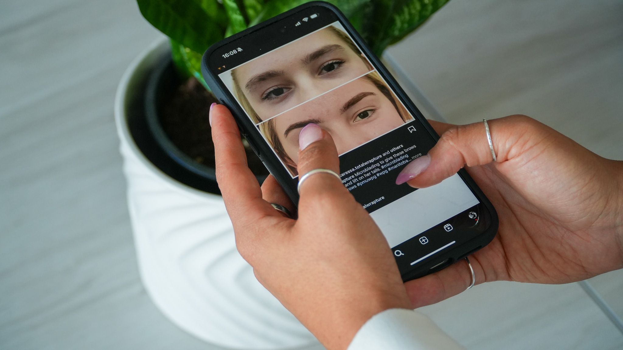 "An esthetician assembling a portfolio with high-quality visual content"