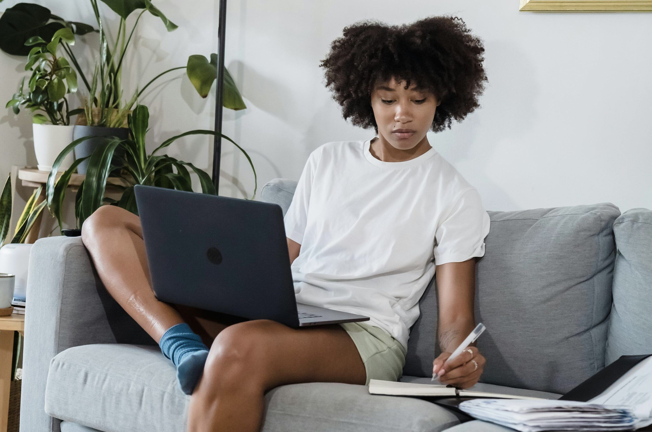 "Person participating in an online beauty school theory session"