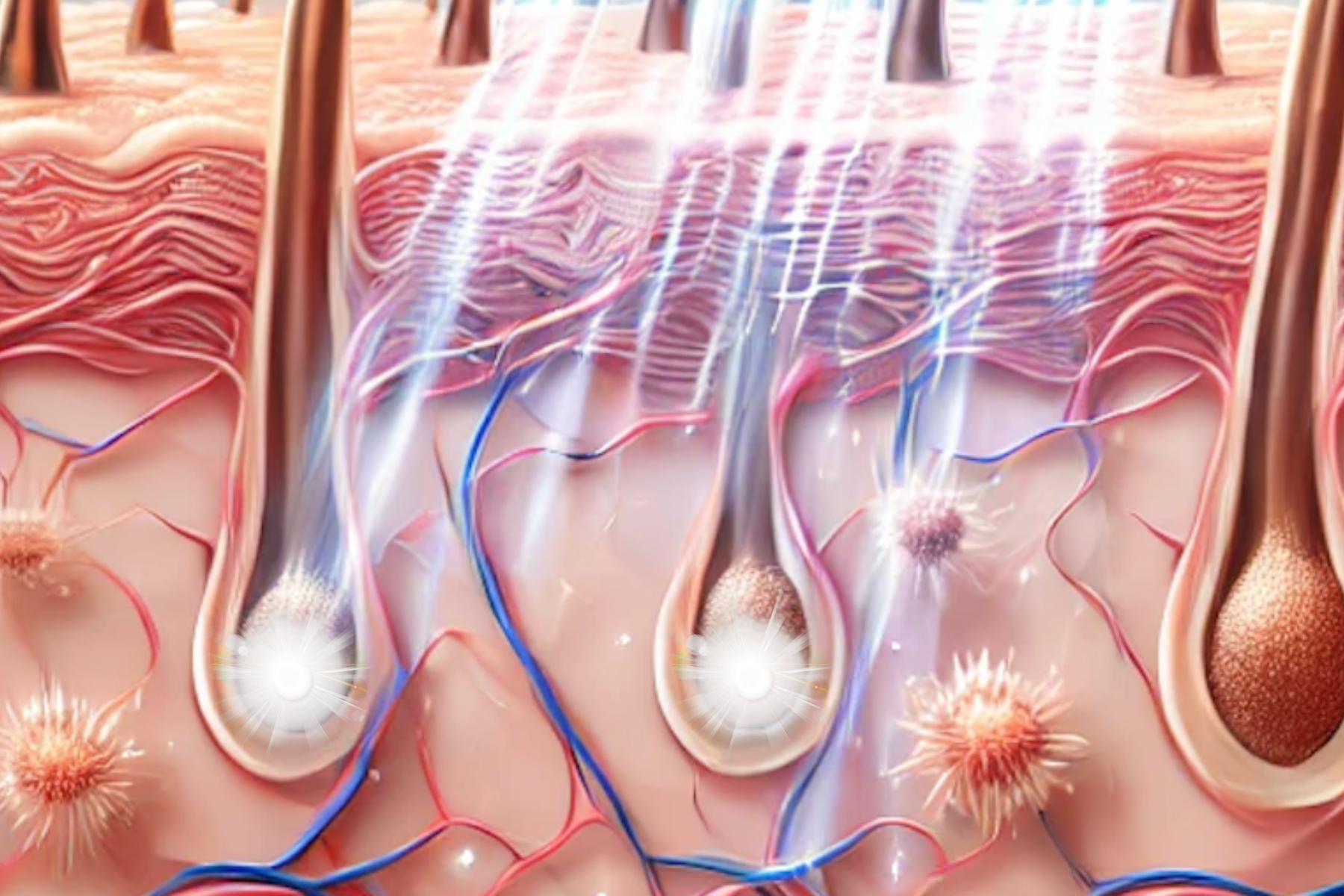 Imaginative depiction of IPL light targeting a hair follicle