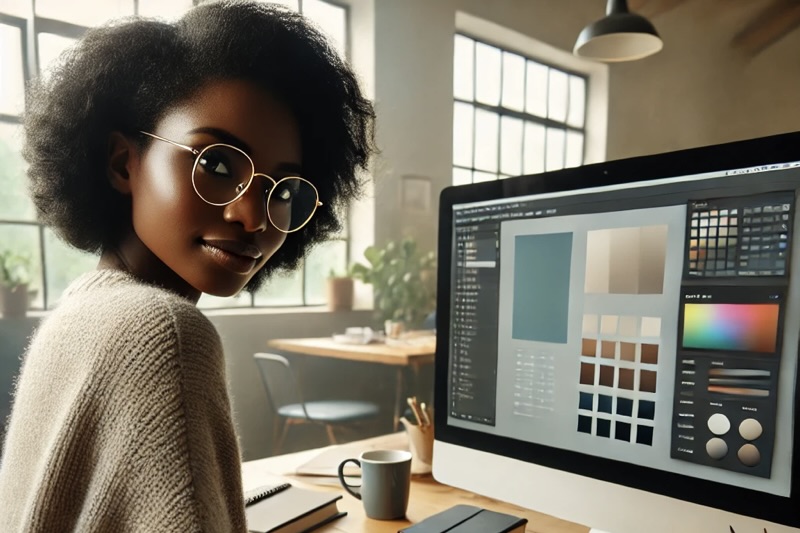 Esthetician picking her visual elements during branding for estheticians